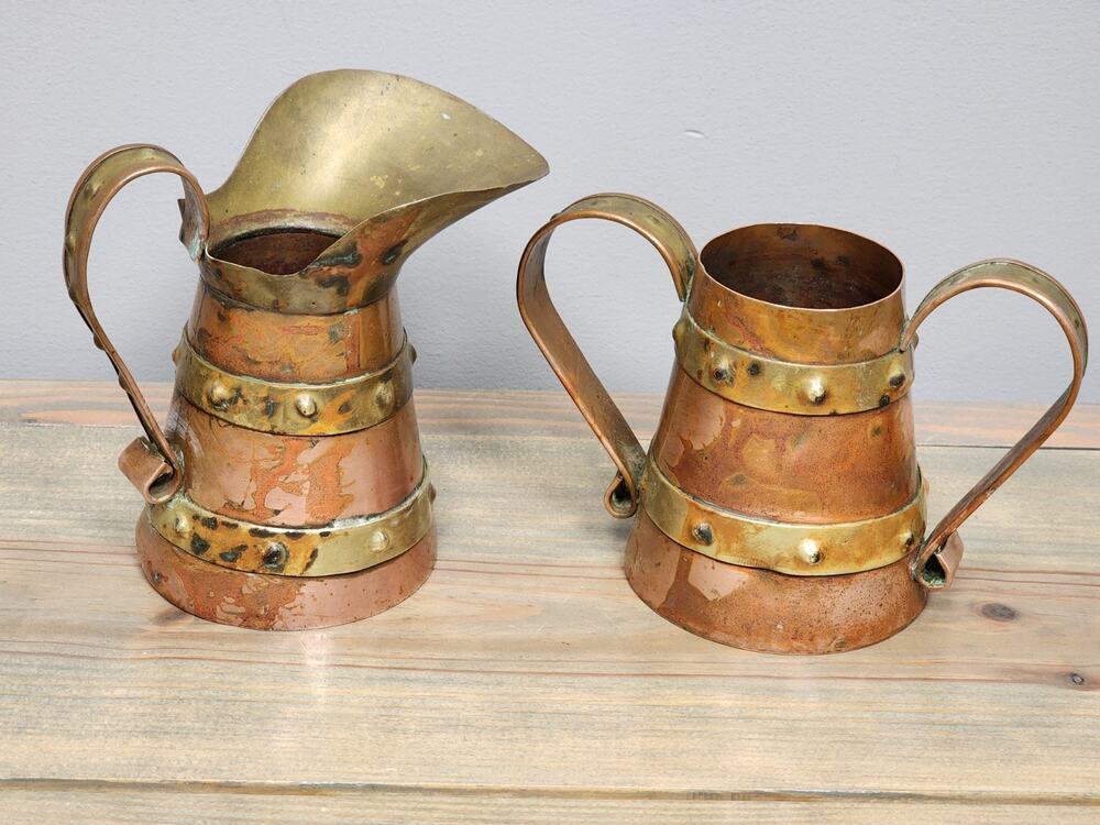 Tea Set Sugar And Creamer Pot R Martinez Copper & Brass Construction Mexico